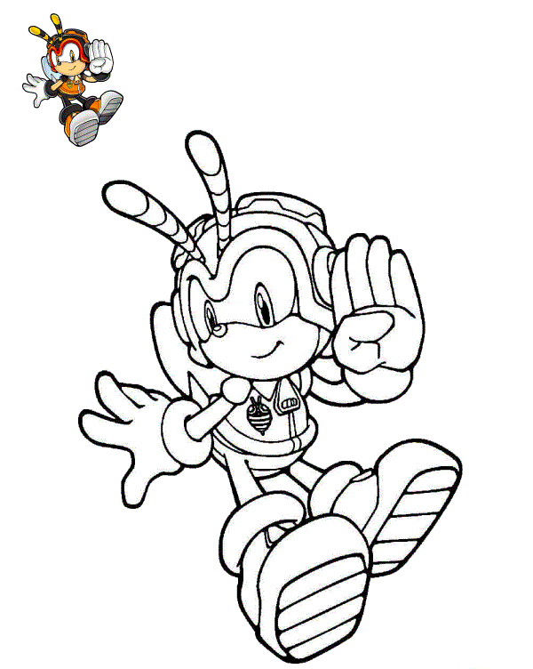 Coloriage Charmy Bee Pouvoir De Voler - Sonic à imprimer